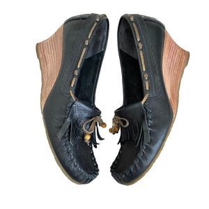 Sam Edelman Leather Wedge Moccasins, Sz 8